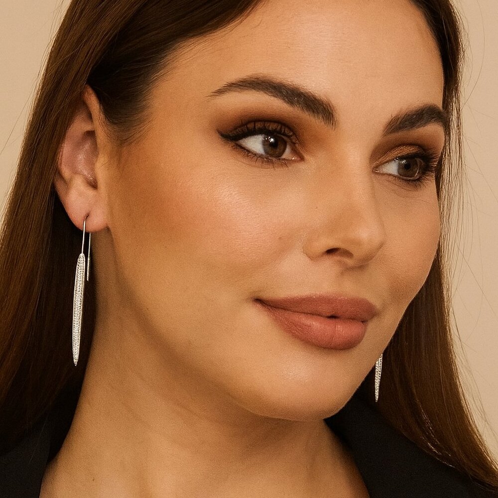 Limited Silver Tone Crystal Dangle Earrings